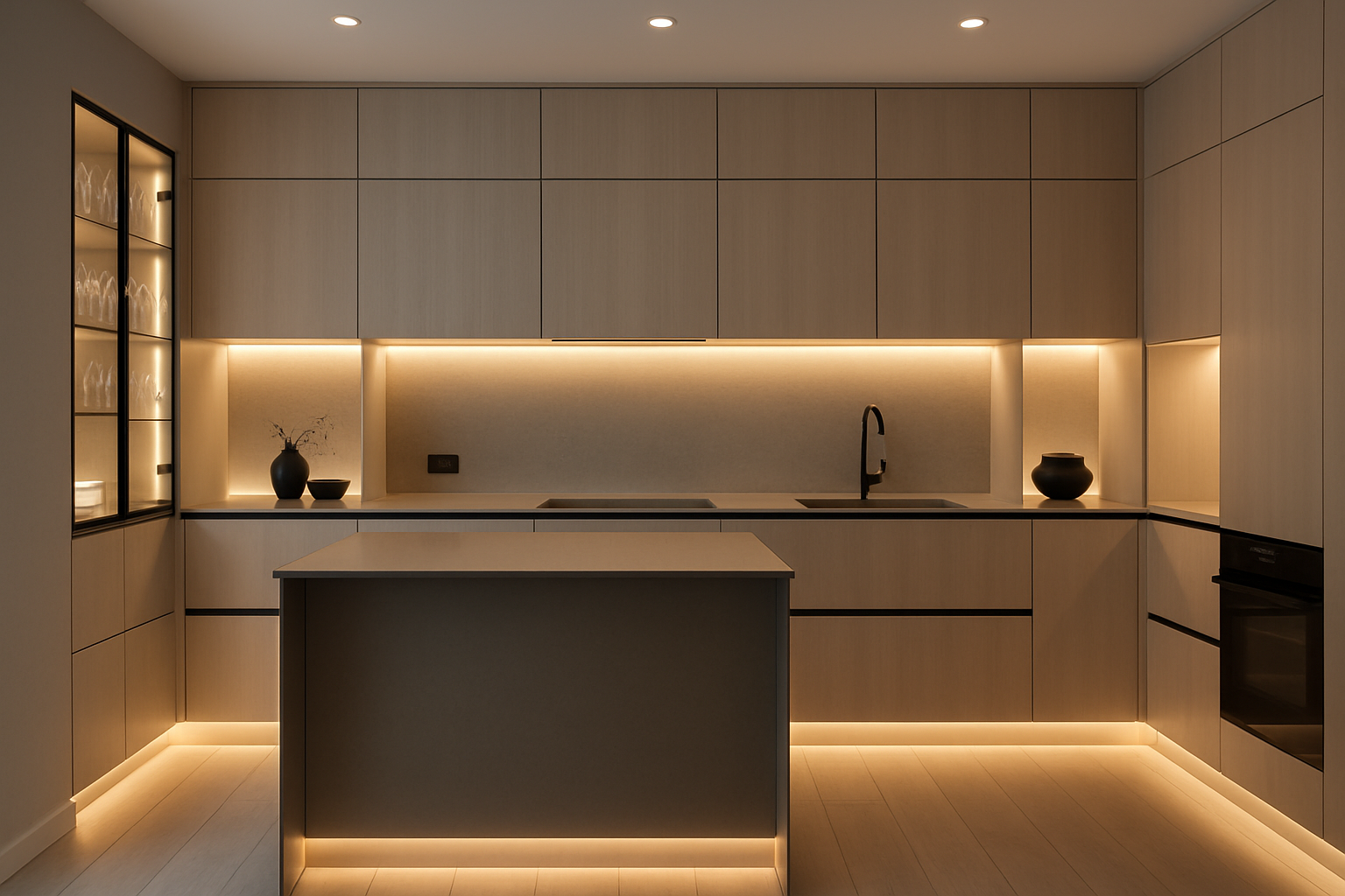 LED lighting in luxury kitchen