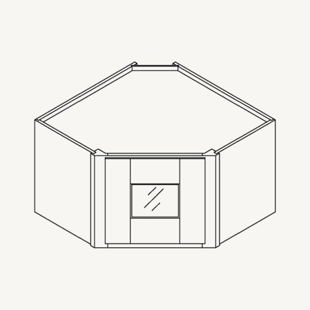 Diagonal Corner Glass Door Cabinet schematic drawing